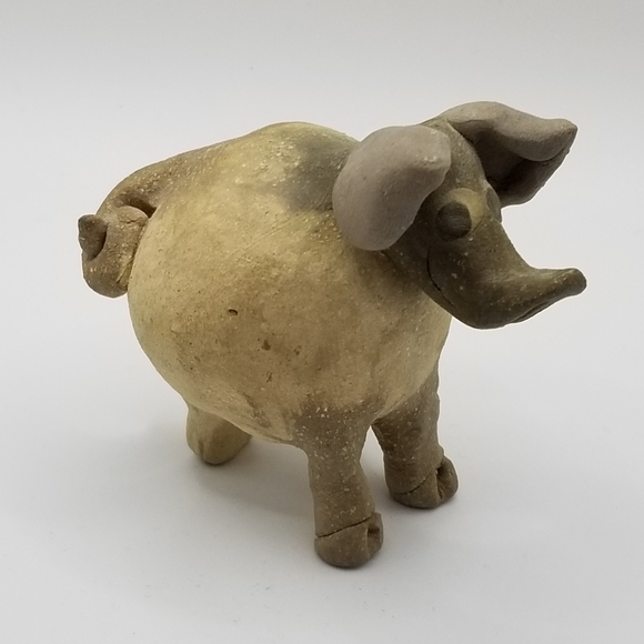 Clay Pottery Whistle Primitive Folk Art Pig Tail Ceramic Handmade Figural Signed - Picture 2 of 11